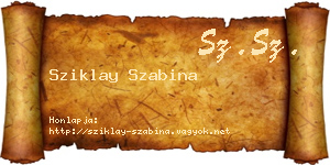 Sziklay Szabina névjegykártya
